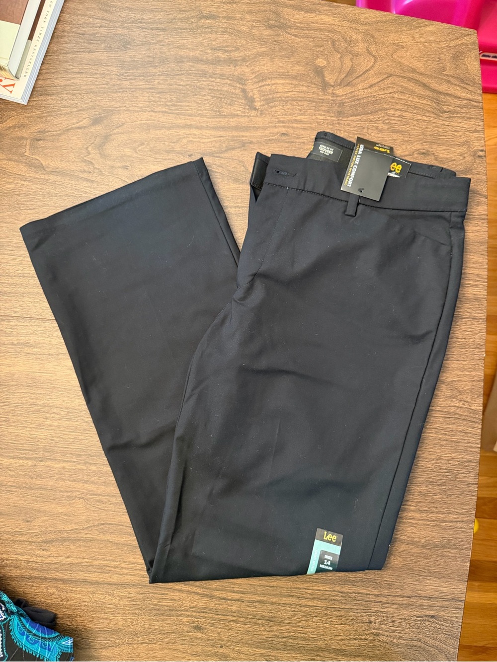 Lee Womens Black Straight-Fit Pants